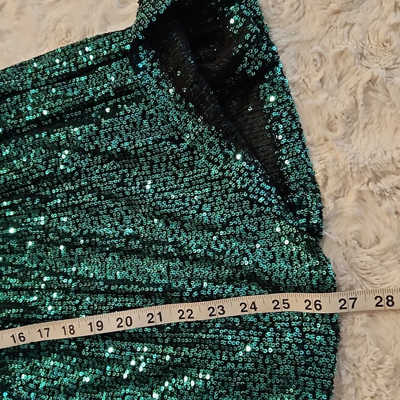 POL green sequin sleeveless Baby Doll tank top smock Small - Picture 9 of 9